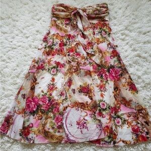 ELAUA KATTAU Multicolor Floral Strapless Mini Y2K 2000s Cocktail Dress Size M